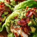 Healthy Chicken Bacon Avocado Lettuce Wraps served on a plate