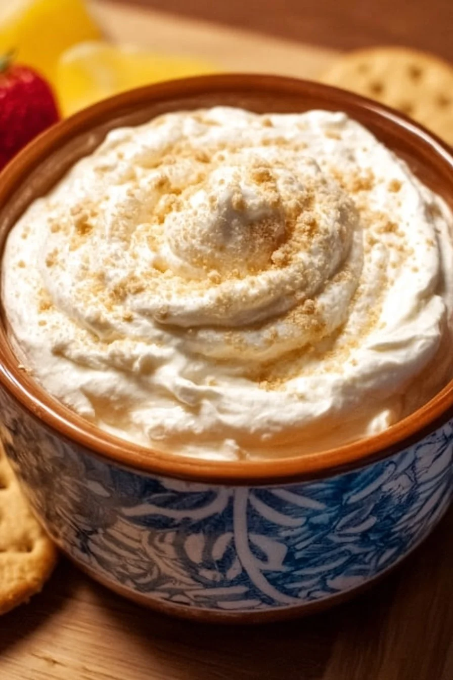 Cream Cheese Cheesecake Dip served in a bowl with fresh fruits