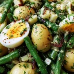 French-style potato and green bean salad served in a bowl