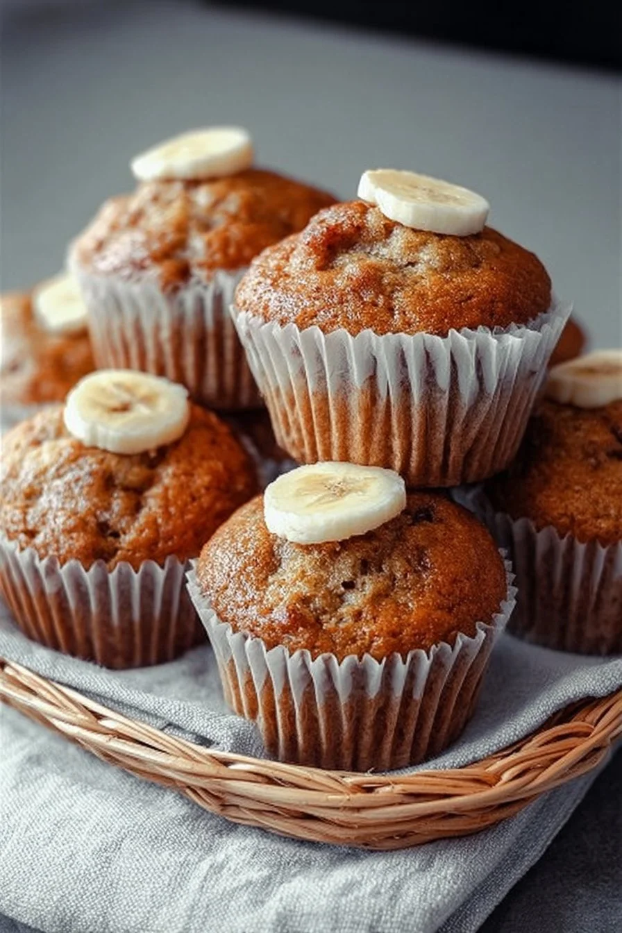 Greek Yogurt Banana Muffins fresh out of the oven on a cooling rack