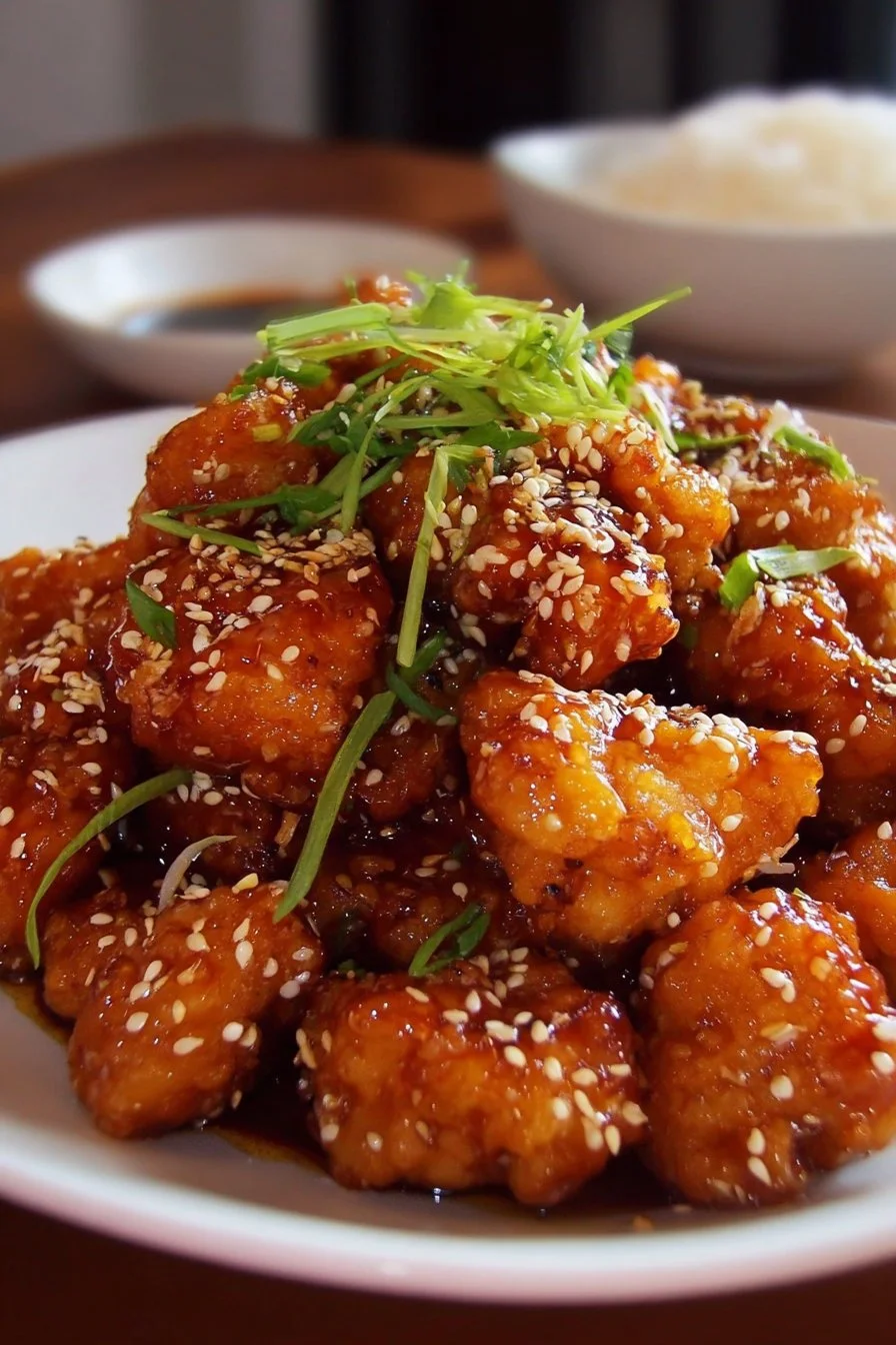 Delicious Honey Garlic Chicken garnished with herbs on a plate