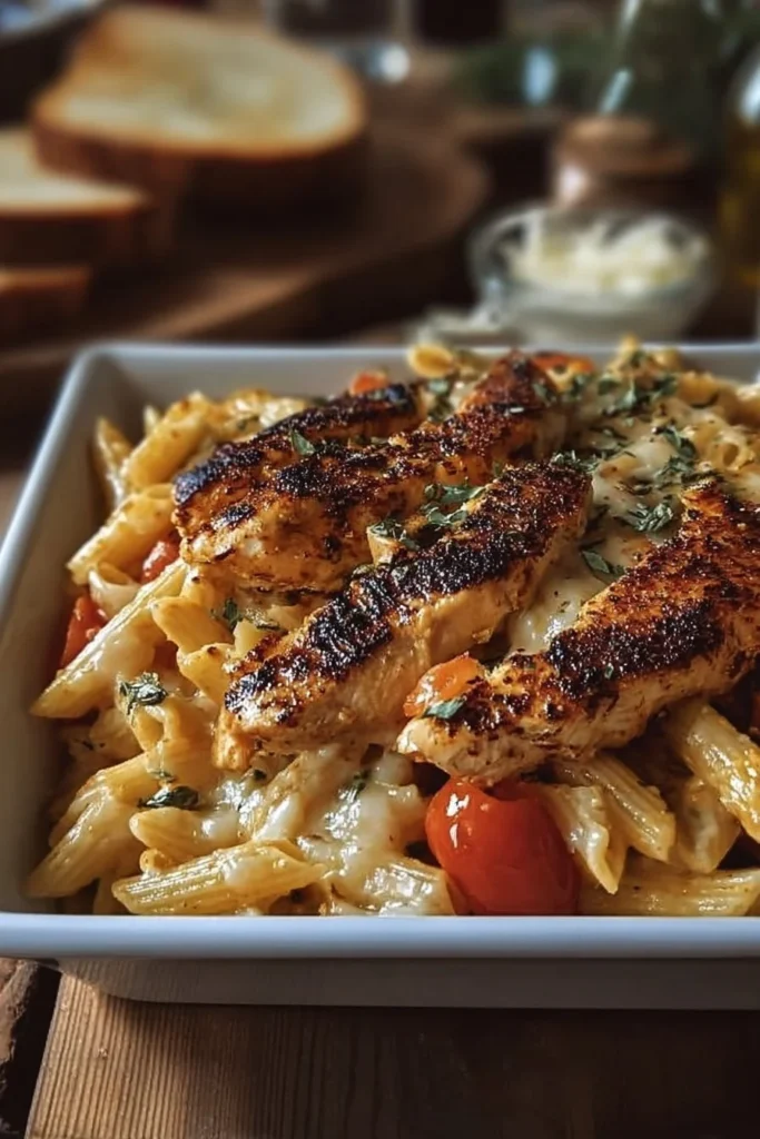 Honey Pepper Chicken Panini Pasta dish with grilled chicken and vibrant peppers