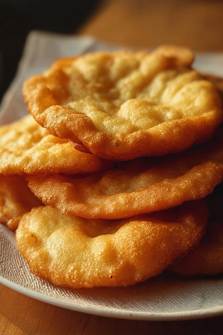 Plate of traditional Indian fry bread served with toppings