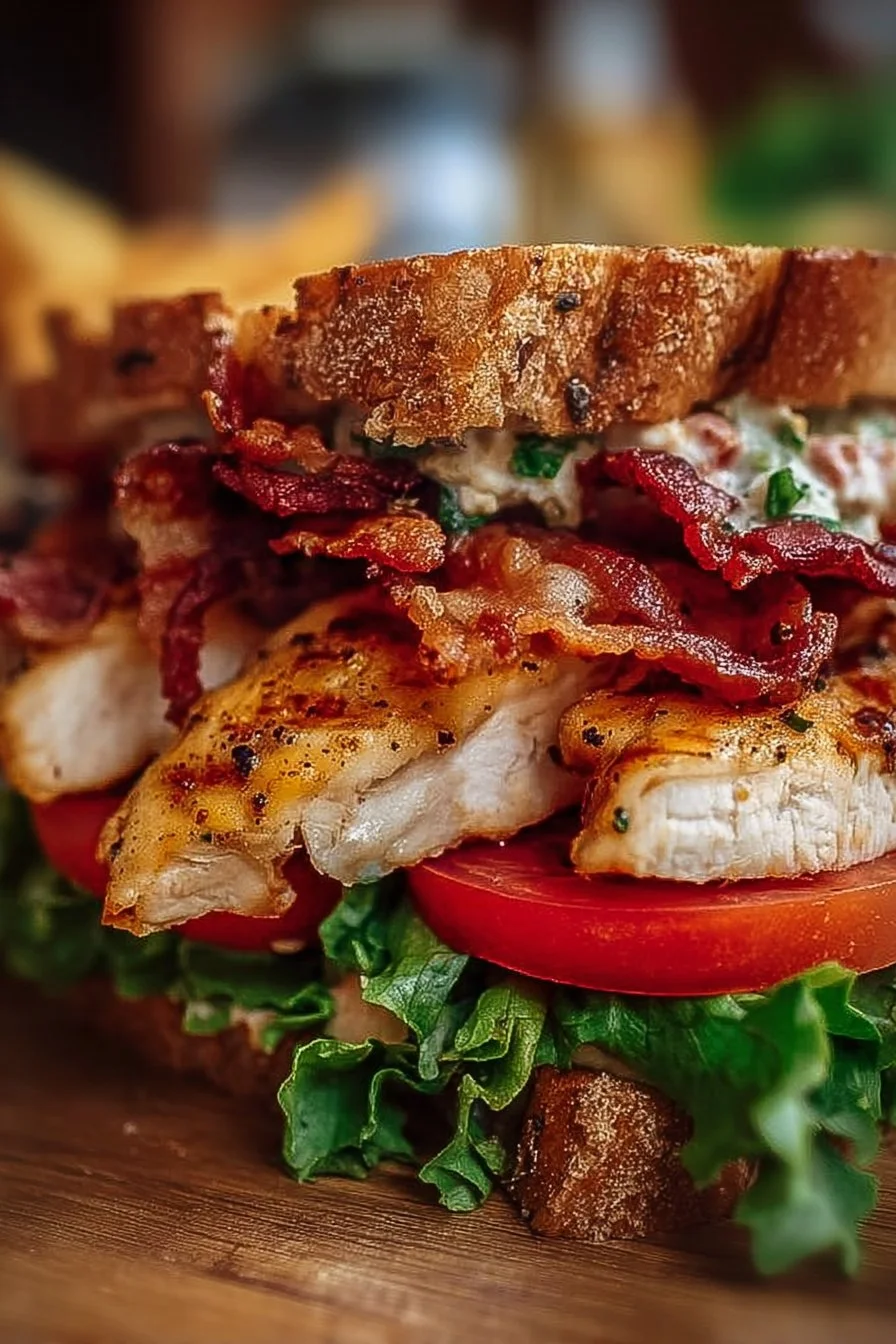 Delicious Loaded Chicken Club sandwich with crispy chicken and fresh toppings