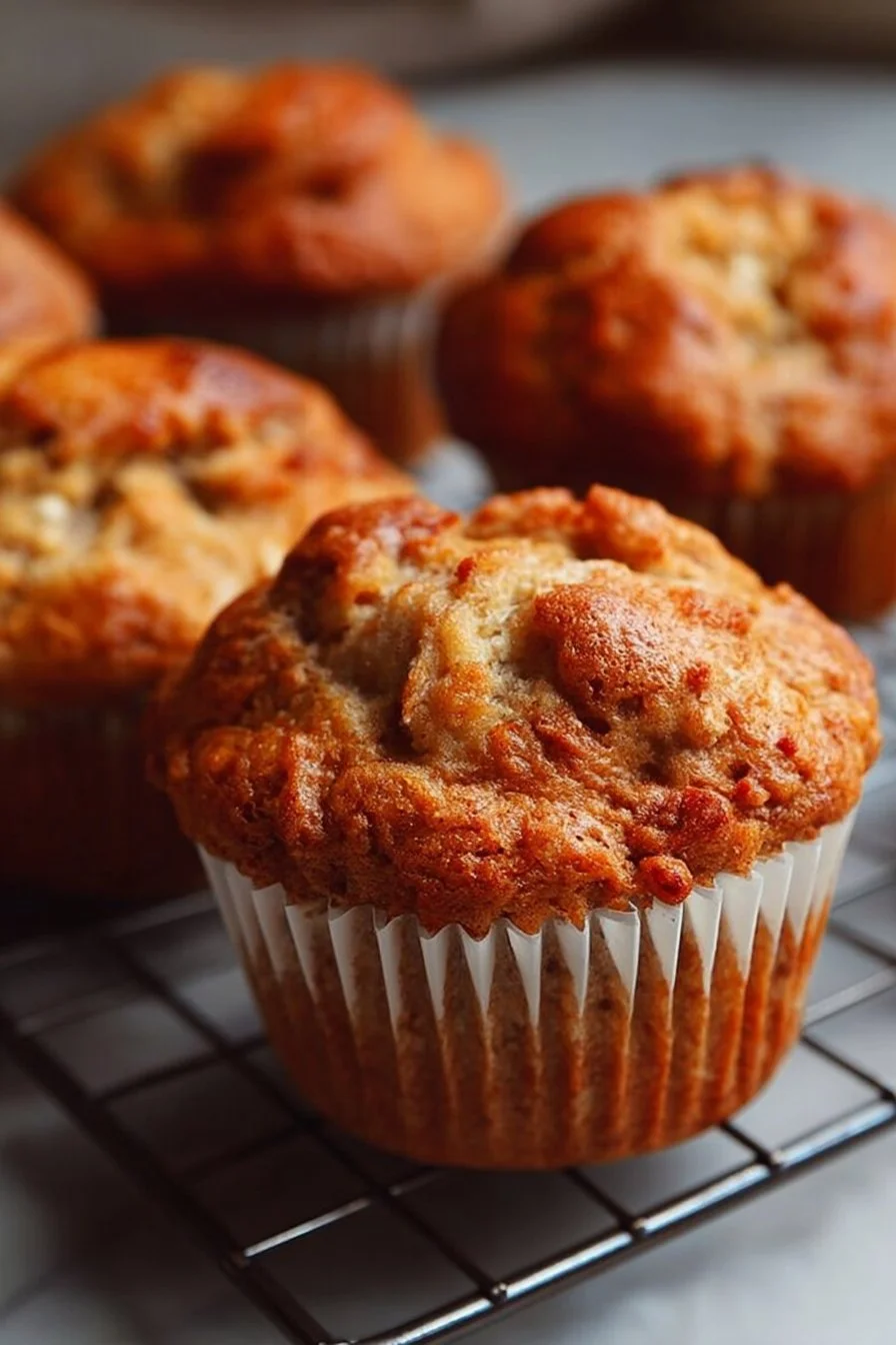 Low calorie Greek yogurt banana muffins fresh out of the oven