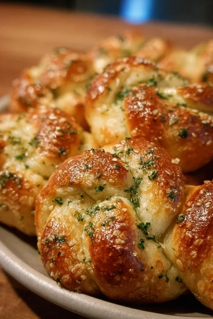 Delicious quick sourdough garlic knots made from sourdough discard.