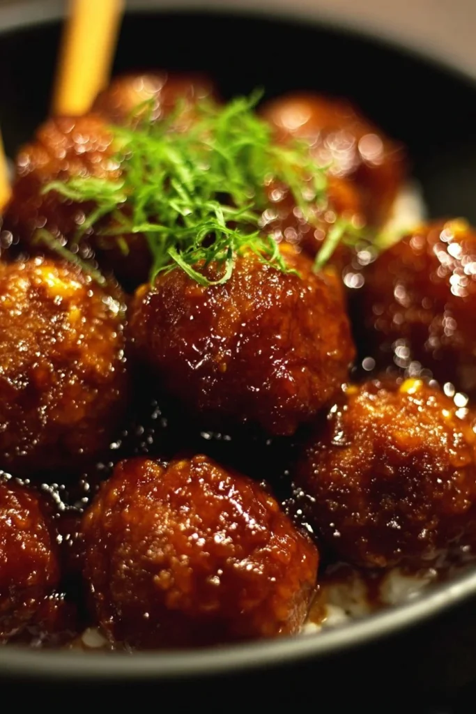 Delicious slow cooker teriyaki meatballs in a savory sauce