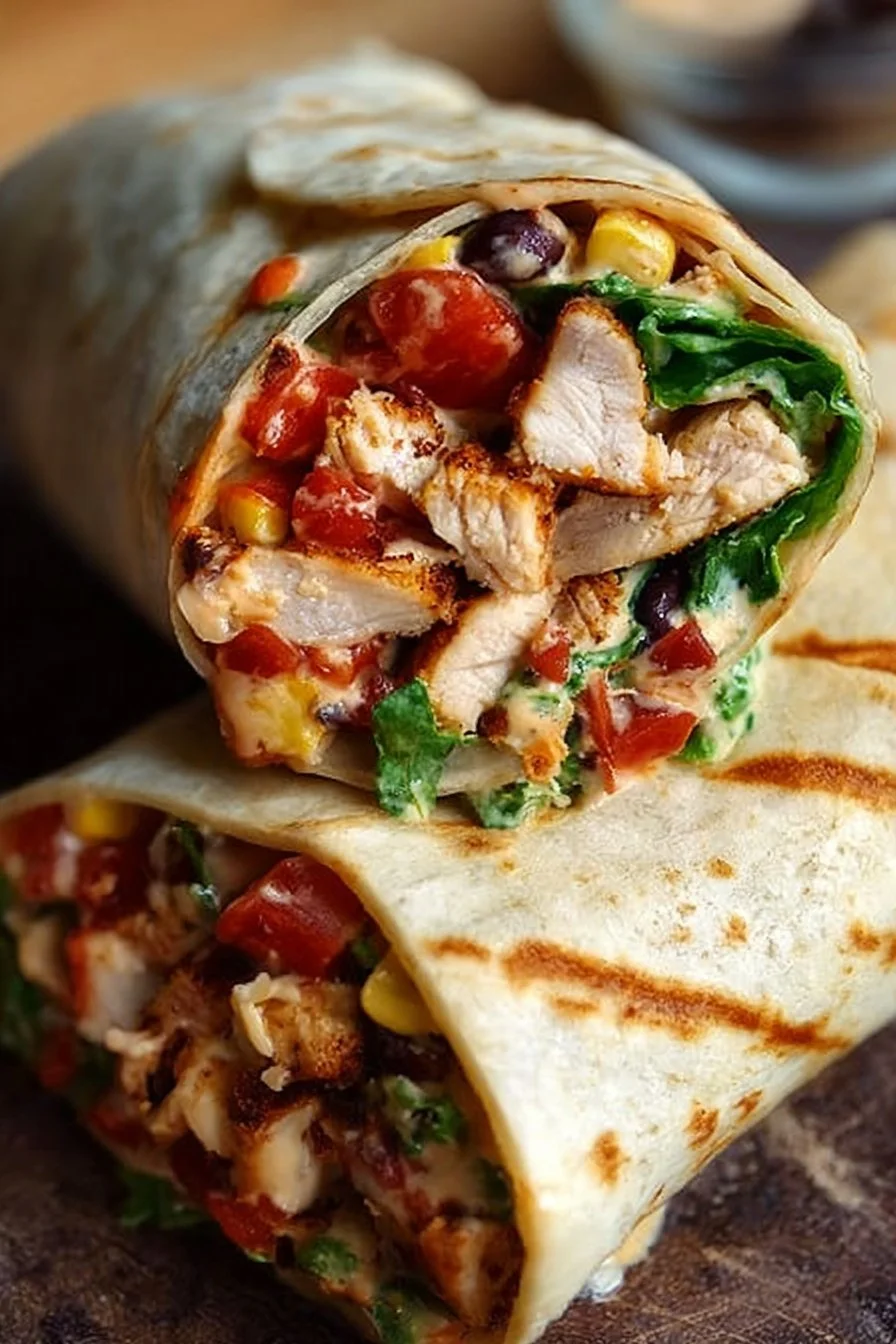 Freshly made Southwest Chicken Wraps with vibrant ingredients