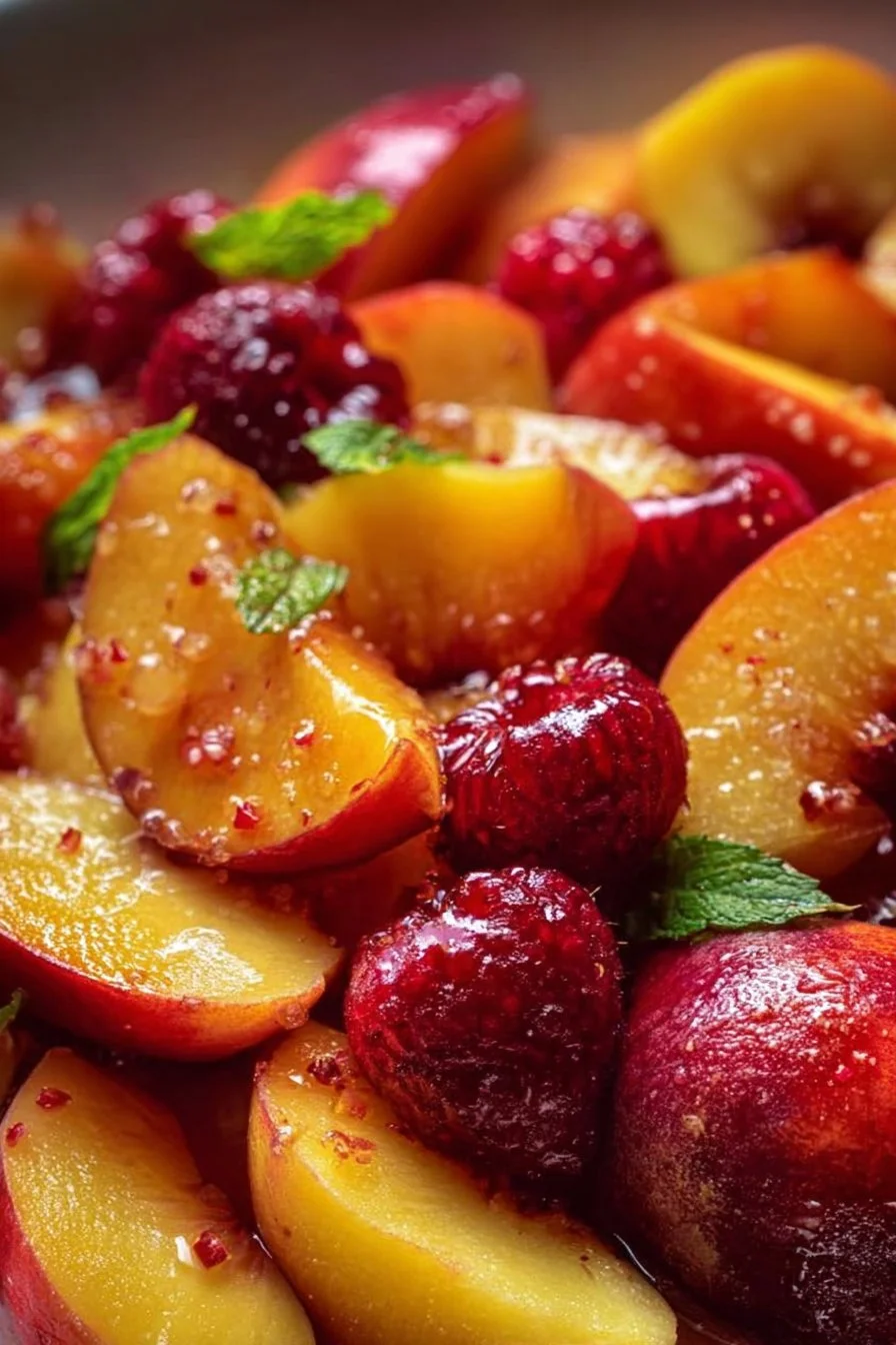 Delicious Summer Peach Fruit Salad with fresh peaches and mixed fruits