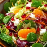 Colorful winter salad with seasonal vegetables and a light dressing