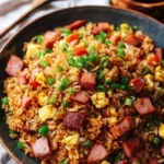 Delicious plate of 30-minute Spam Fried Rice with vegetables and eggs