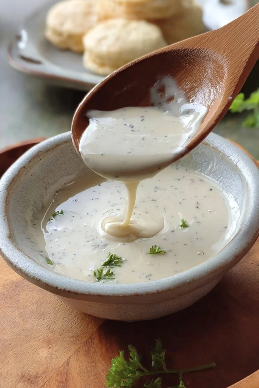 Delicious homemade white gravy made with just four ingredients