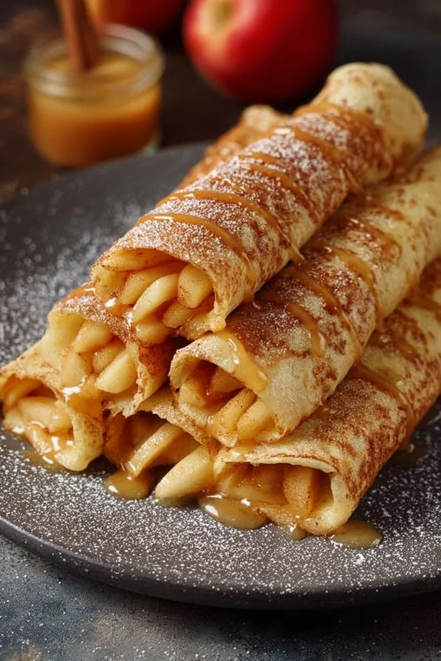 Delicious Apple Cinnamon Crepes with spiced apple filling served on a plate