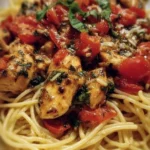 Delicious Bruschetta Chicken Pasta with fresh tomatoes and herbs