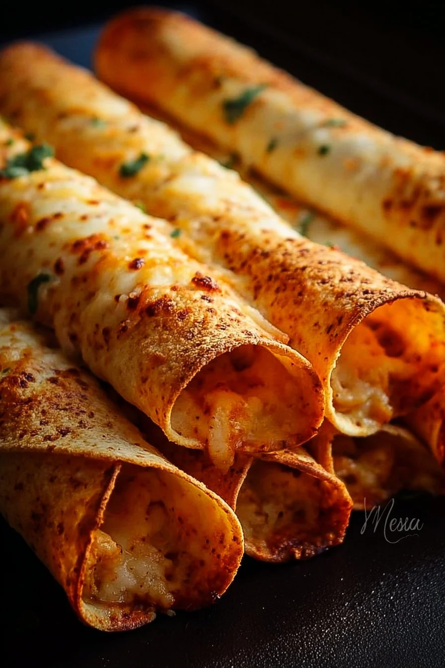 Plate of crispy oven-baked taquitos ready to serve