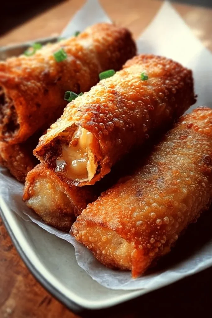Crispy Southern egg rolls filled with savory ingredients, perfect for appetizers.