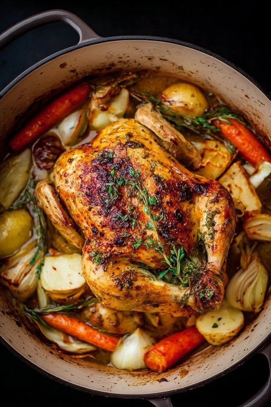 Dutch-Oven Roast Chicken with Vegetables