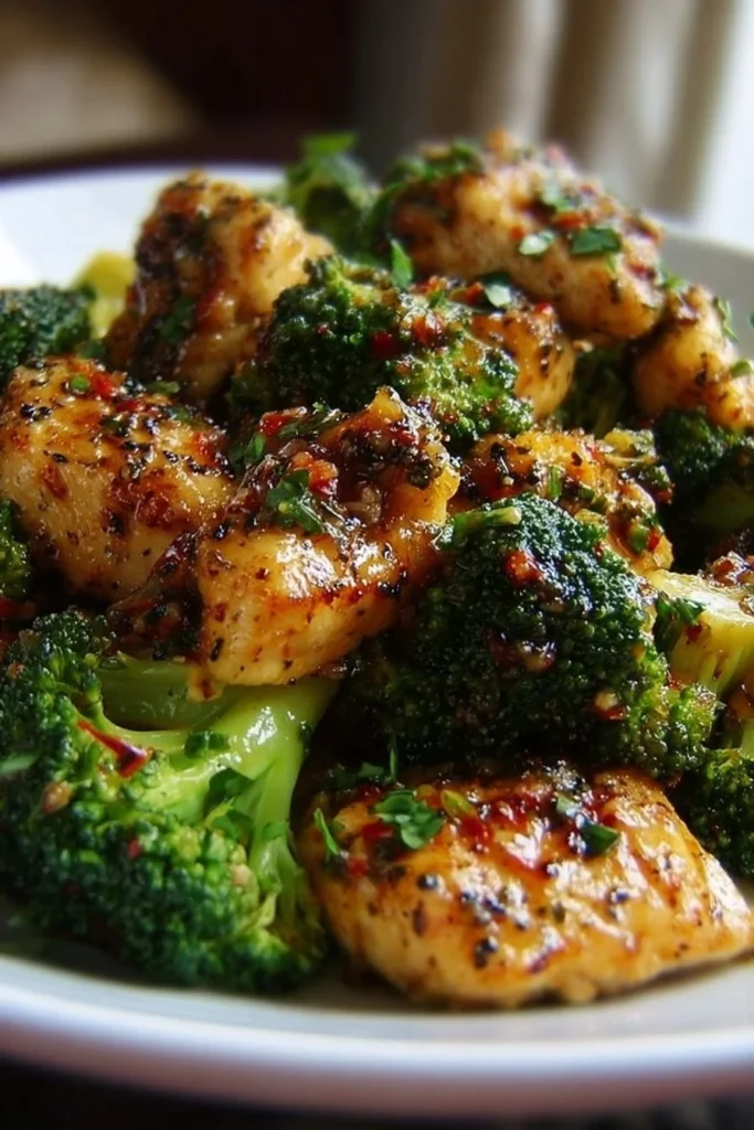 Garlic Butter Chicken with Broccoli on a plate