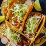 Delicious golden potato tacos topped with fresh ingredients