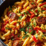 Delicious hearty Dutch oven pasta with fresh ingredients