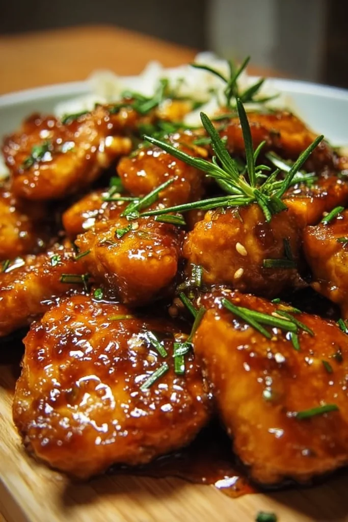 Delicious Honey Garlic Chicken served with vegetables on a plate