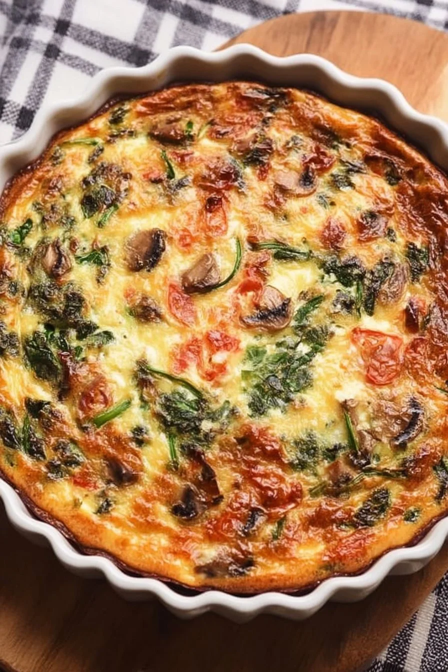Keto Crustless Quiche with vegetables and cheese for a low-carb meal