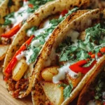 Loaded vegetarian tacos with fresh vegetables, beans, and toppings