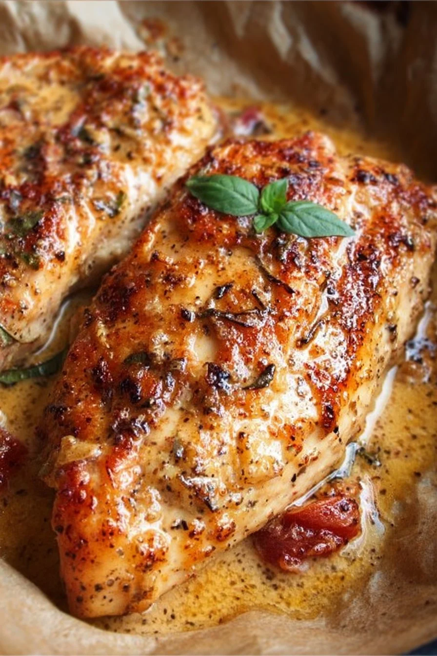 Delicious Marry Me Chicken served with creamy sauce and herbs