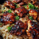 One-Pan Bold Honey BBQ Chicken Rice served in a skillet with vibrant veggies.