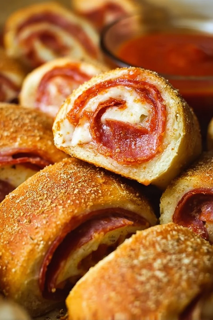 Homemade pepperoni rolls baked to perfection with melted cheese and savory pepperoni.