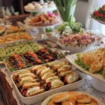 Elegant bridal shower food and event table setup by Abu Design.