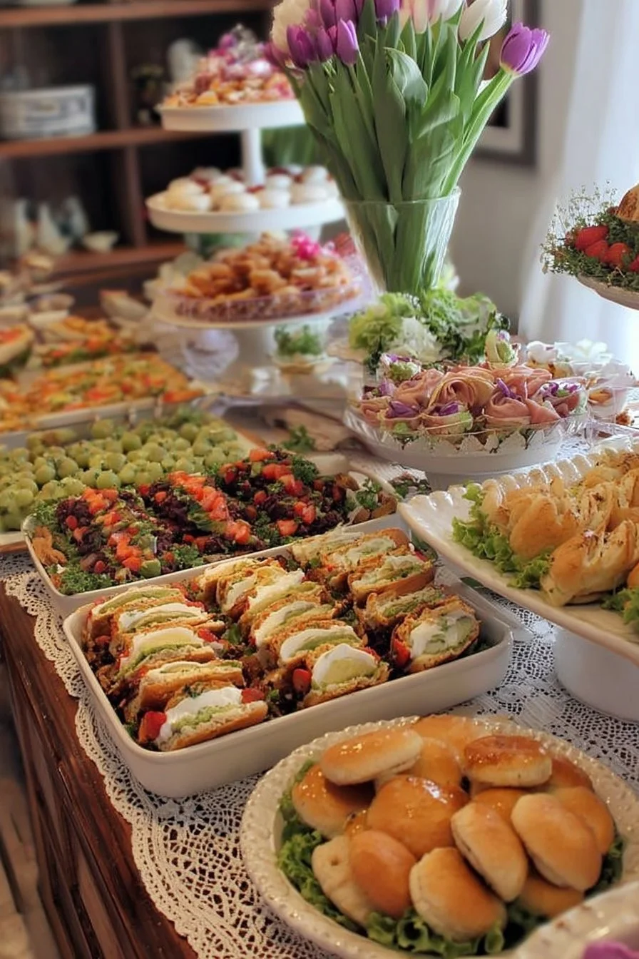 Elegant bridal shower food and event table setup by Abu Design.