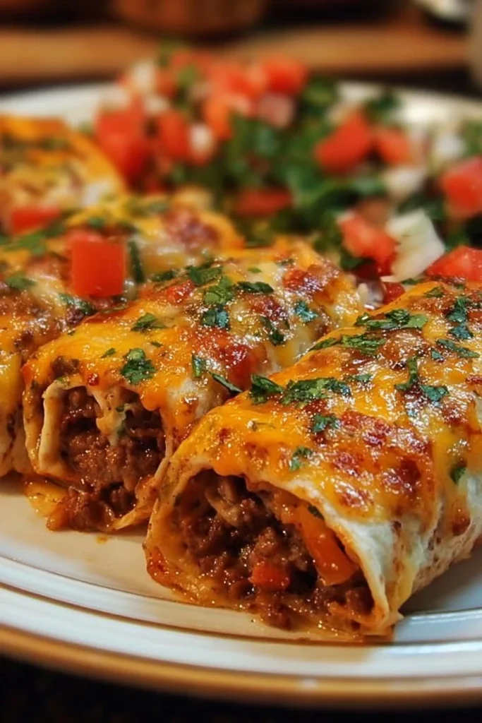 Tasty beef casserole with tortillas, a delicious Mexican recipe for family dinners