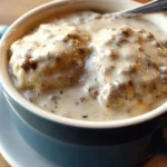 Delicious Pioneer Woman sausage gravy served with biscuits