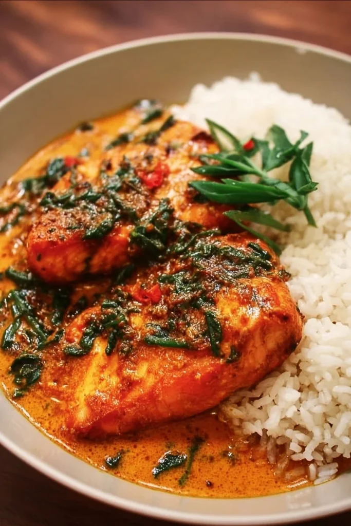 Delicious dish of Salmon Curry with vibrant spices and fresh ingredients