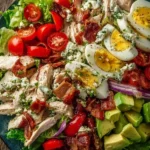 Savory BLT Chicken Salad with bacon, chicken, lettuce, and tomatoes