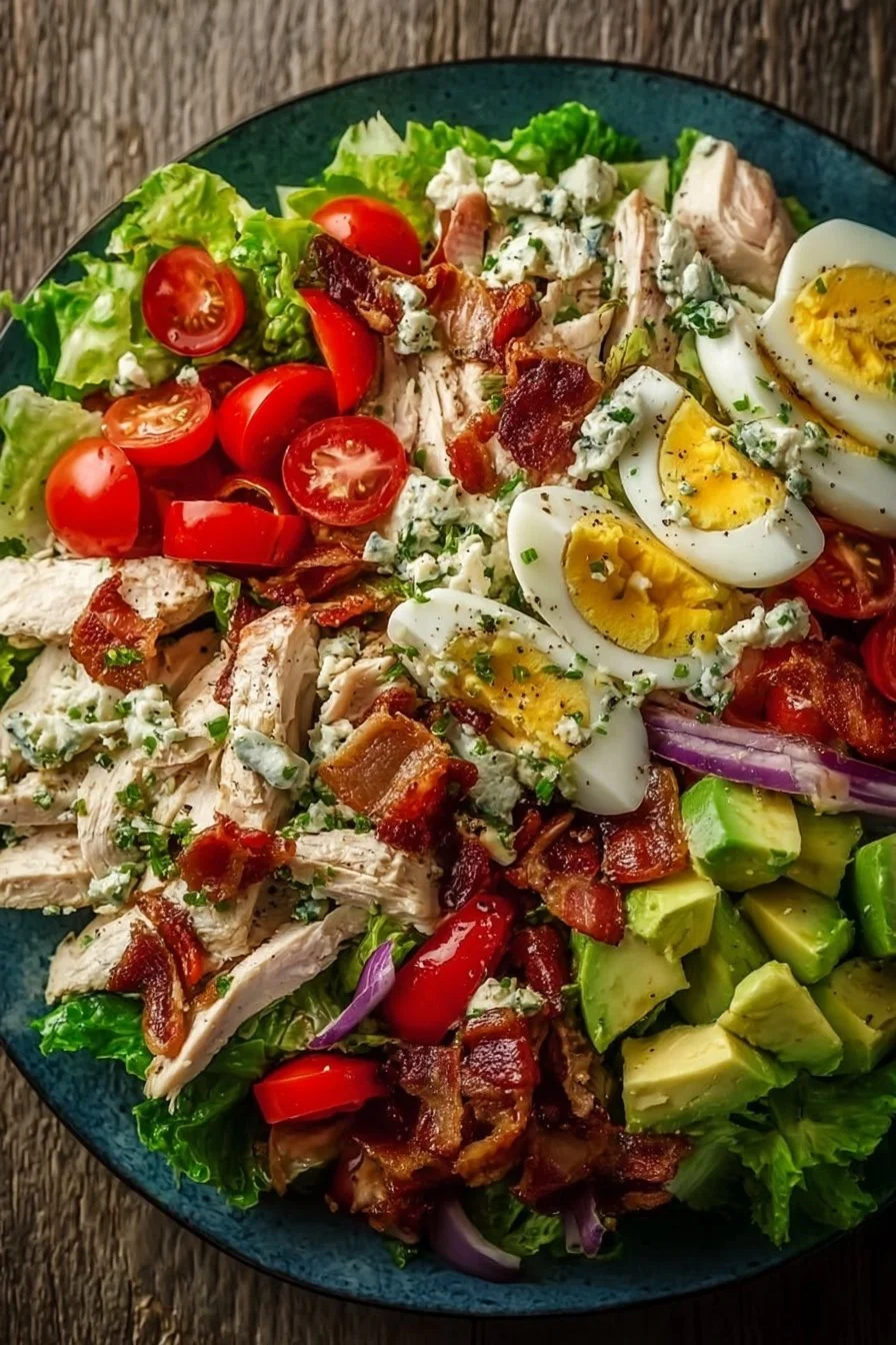 Savory BLT Chicken Salad with bacon, chicken, lettuce, and tomatoes