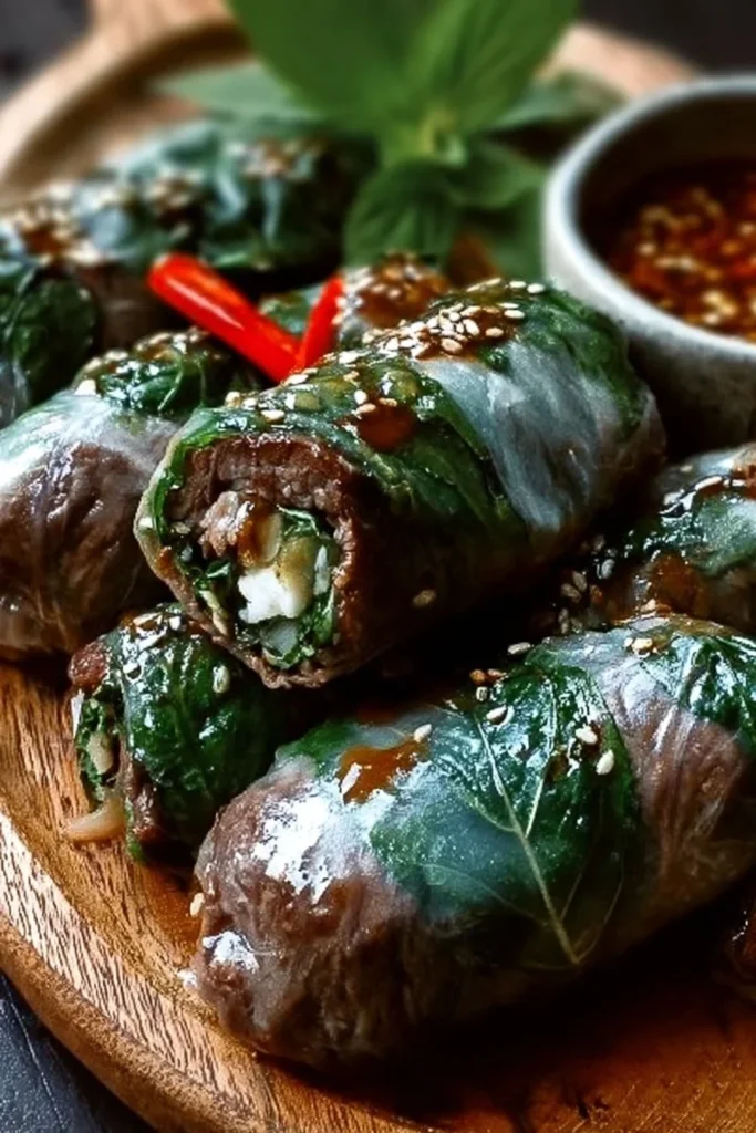 Delicious Thai basil beef rolls ready for a weeknight dinner.