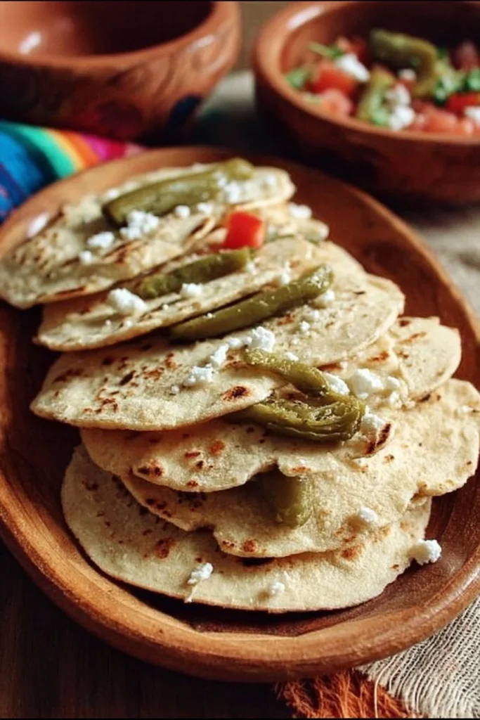 Plate of homemade Tlacoyos topped with cheese and salsa