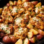 35-Minute Garlic Parmesan Chicken & Potatoes Skillet dish