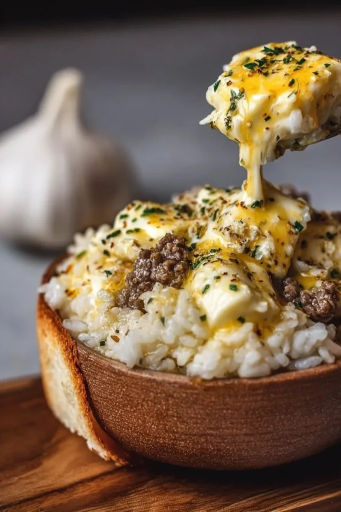 Delicious Beefy Garlic Butter Bowl showcasing tender beef and garlic butter blend.