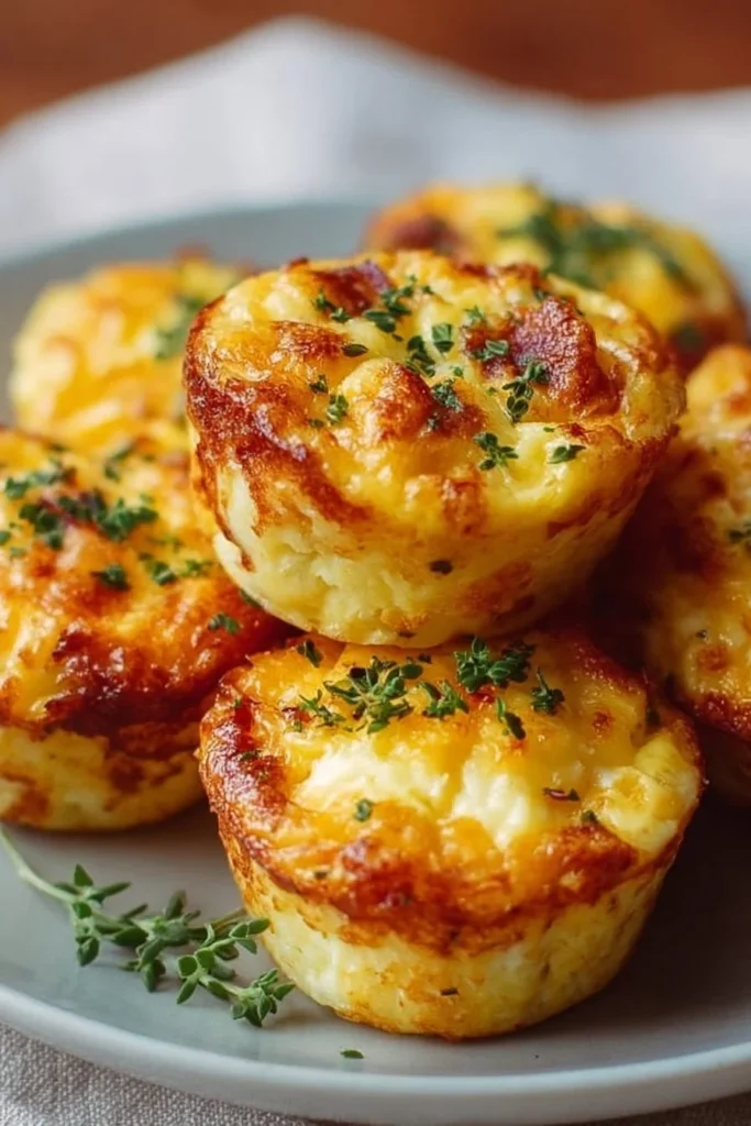 Cheesy muffin tin cottage cheese egg bites ready to eat