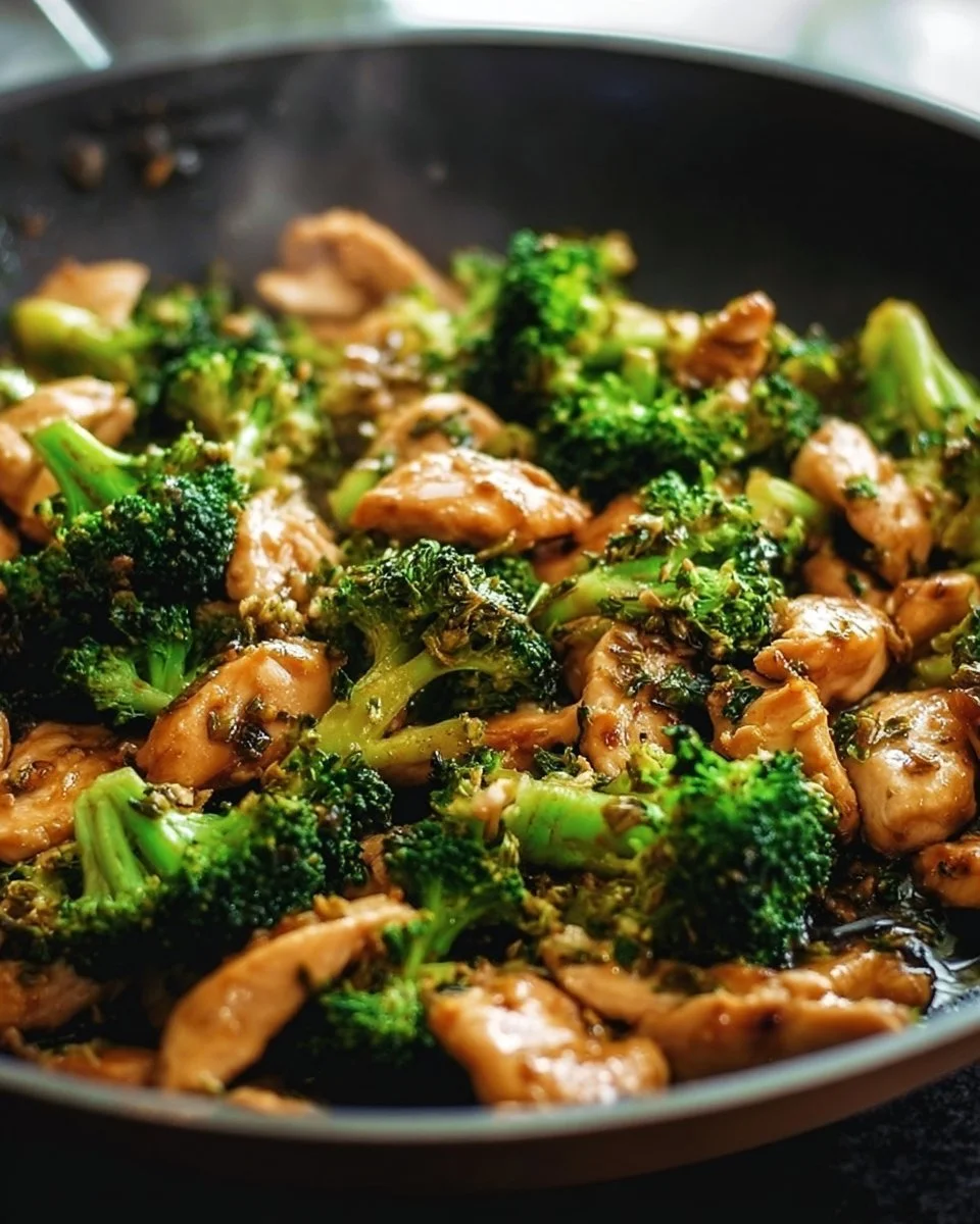 Delicious Chicken and Broccoli Skillet with vibrant vegetables in a pan