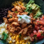 Delicious Chicken Burrito Bowl with fresh ingredients and vibrant toppings