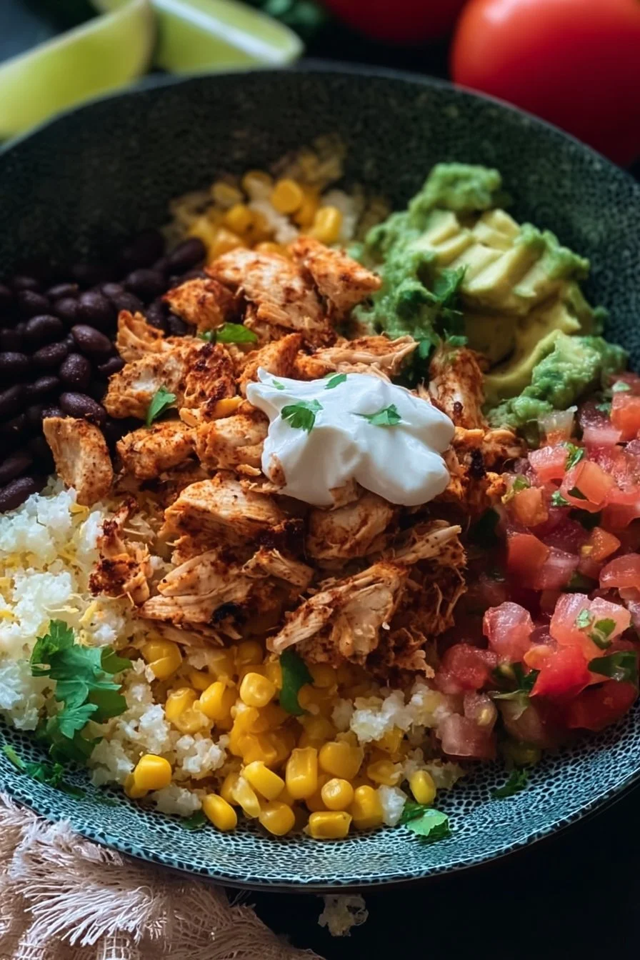 Delicious Chicken Burrito Bowl with fresh ingredients and vibrant toppings