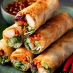 Delicious homemade Chicken Spring Rolls filled with veggies and chicken