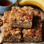 Cozy morning banana oatmeal bars made with ripe bananas and oats