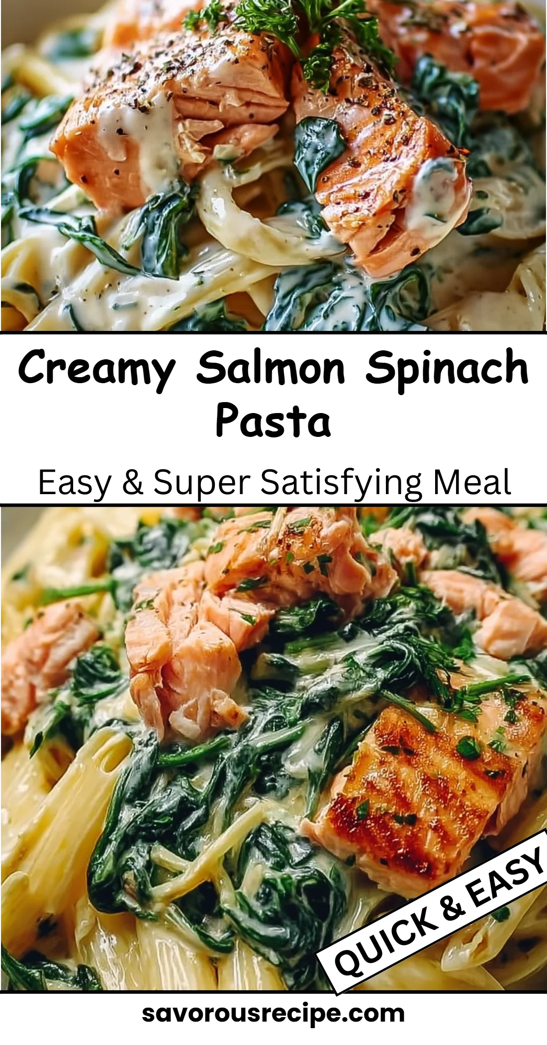 Creamy Salmon Spinach Pasta