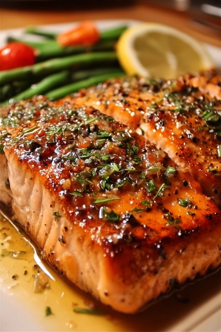 Grilled Texas Roadhouse Salmon served on a plate with side dishes.