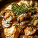 Delicious Easy Crockpot Chicken Marsala with mushrooms and herbs